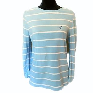 ASHWORTH Crewneck Cotton T-Shirt 3/4 Sleeve Size S Color Blue/White Stripes